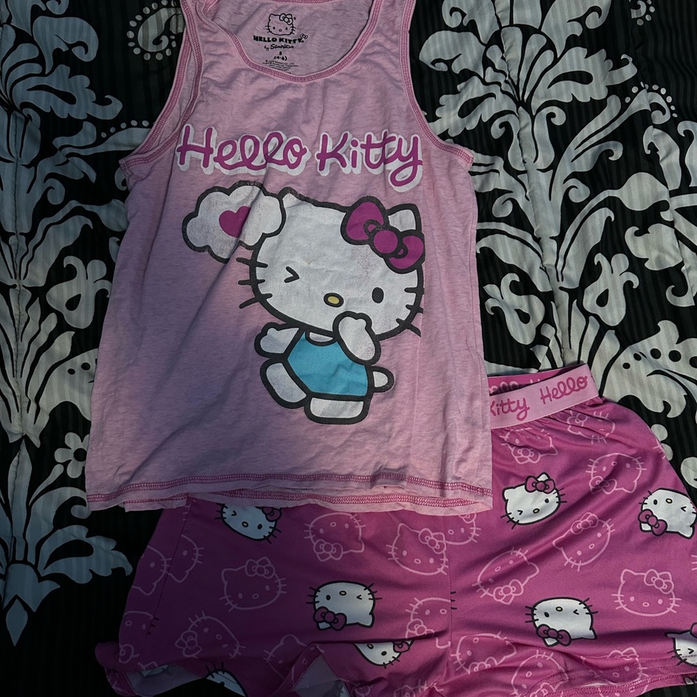 Hello Kitty Pink & Blue Tank Top and Shorts Sleep Set
